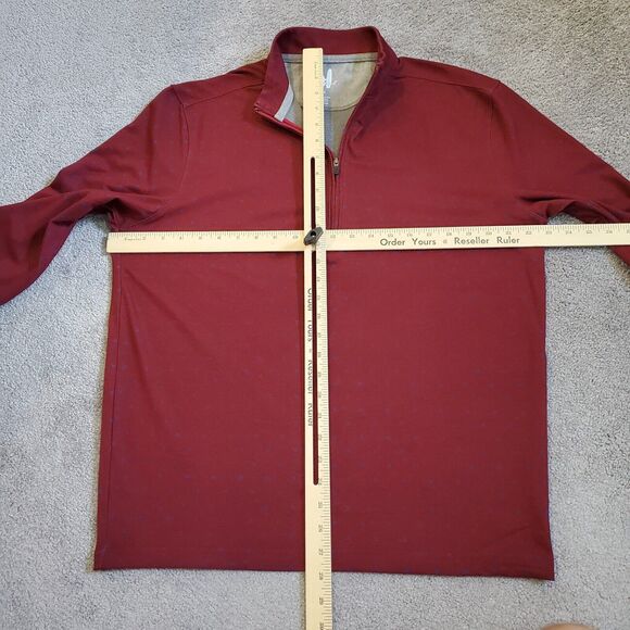 Johnnie O Shirt Mens Medium Red 1/4 Zip Golf Geometric Performance Maroon - Picture 8 of 11